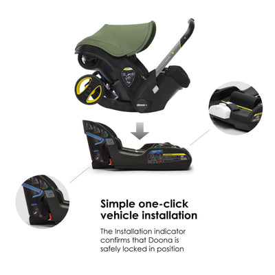 DOONA LATCH base installed in vehicle demonstrating fast, reliable installs benefit