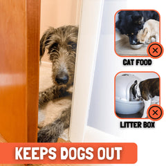 Door Buddy muestra apertura ajustada, control de acceso para gatos