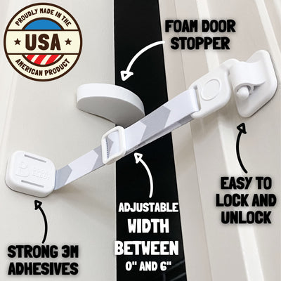 Door Buddy en uso con gato pasando por puerta entreabierta con seguridad
