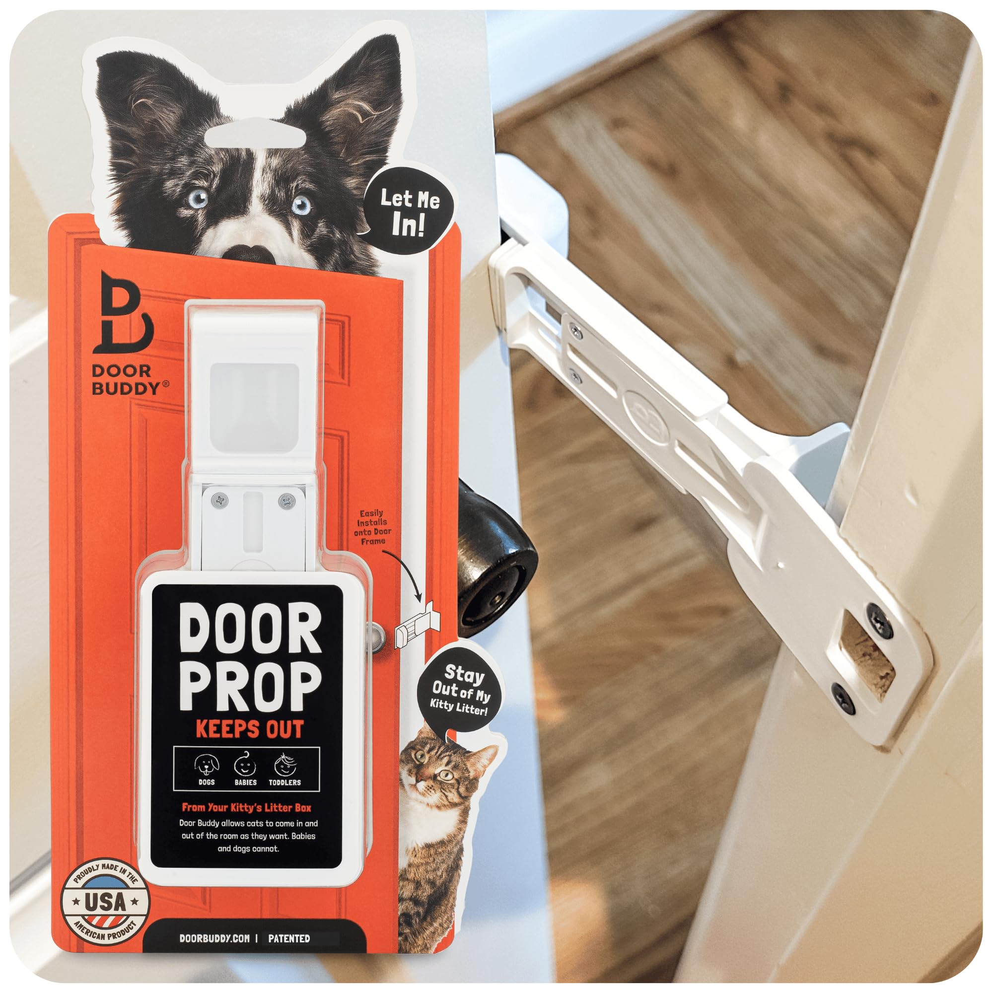 Door Buddy vista frontal de la placa, seguridad para área de gato