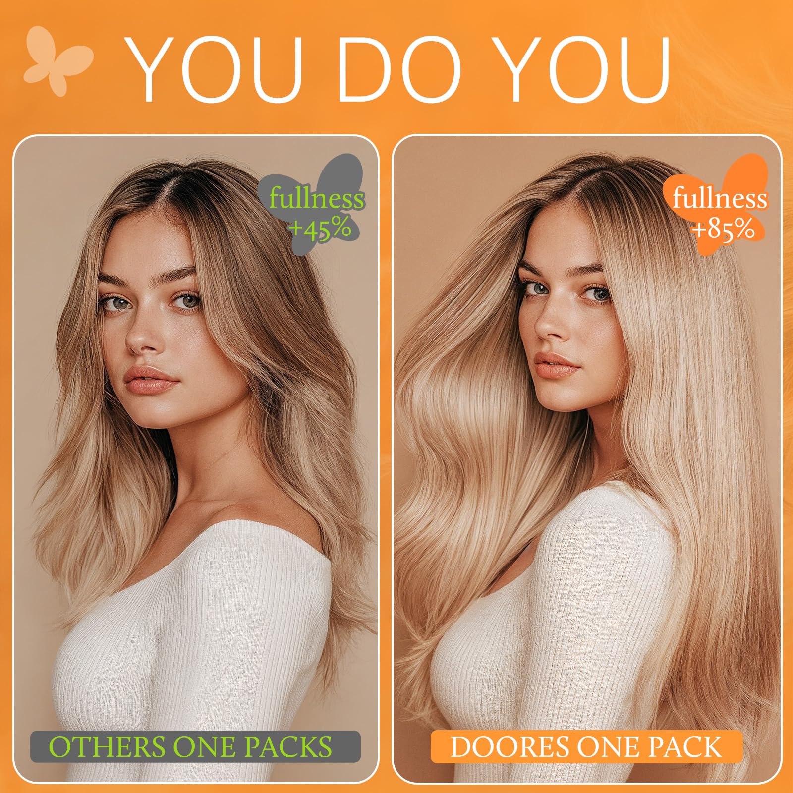 DOORES cabello ondulado peinado demostrando versatilidad y movimiento