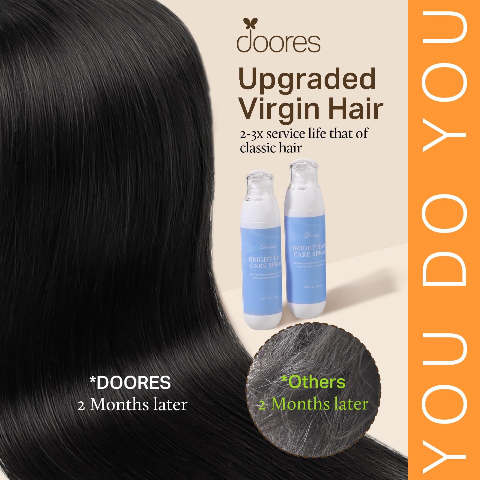 DOORES extensiones colocadas en modelo mostrando resultado natural