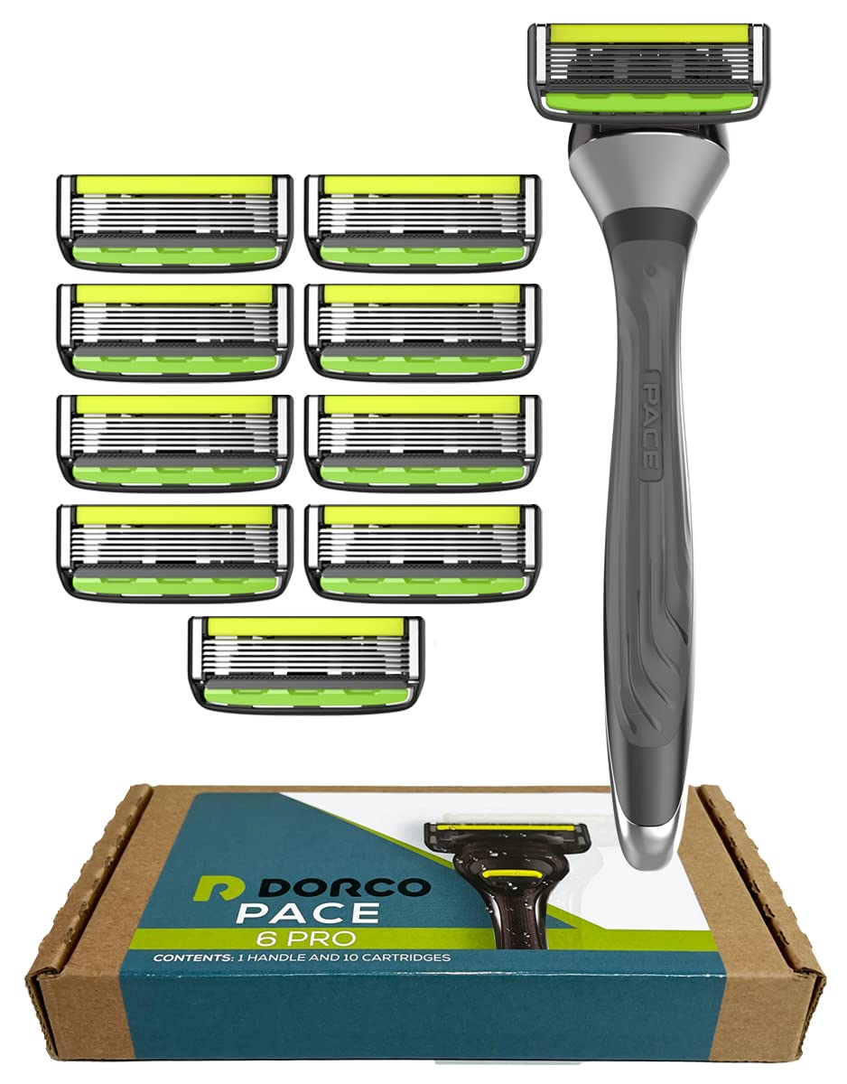 DORCO Pace 6 Pro vista frontal mostrando diseño y seis hojas para afeitado más apurado