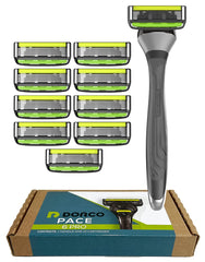 DORCO Pace 6 Pro vista frontal mostrando diseño y seis hojas para afeitado más apurado