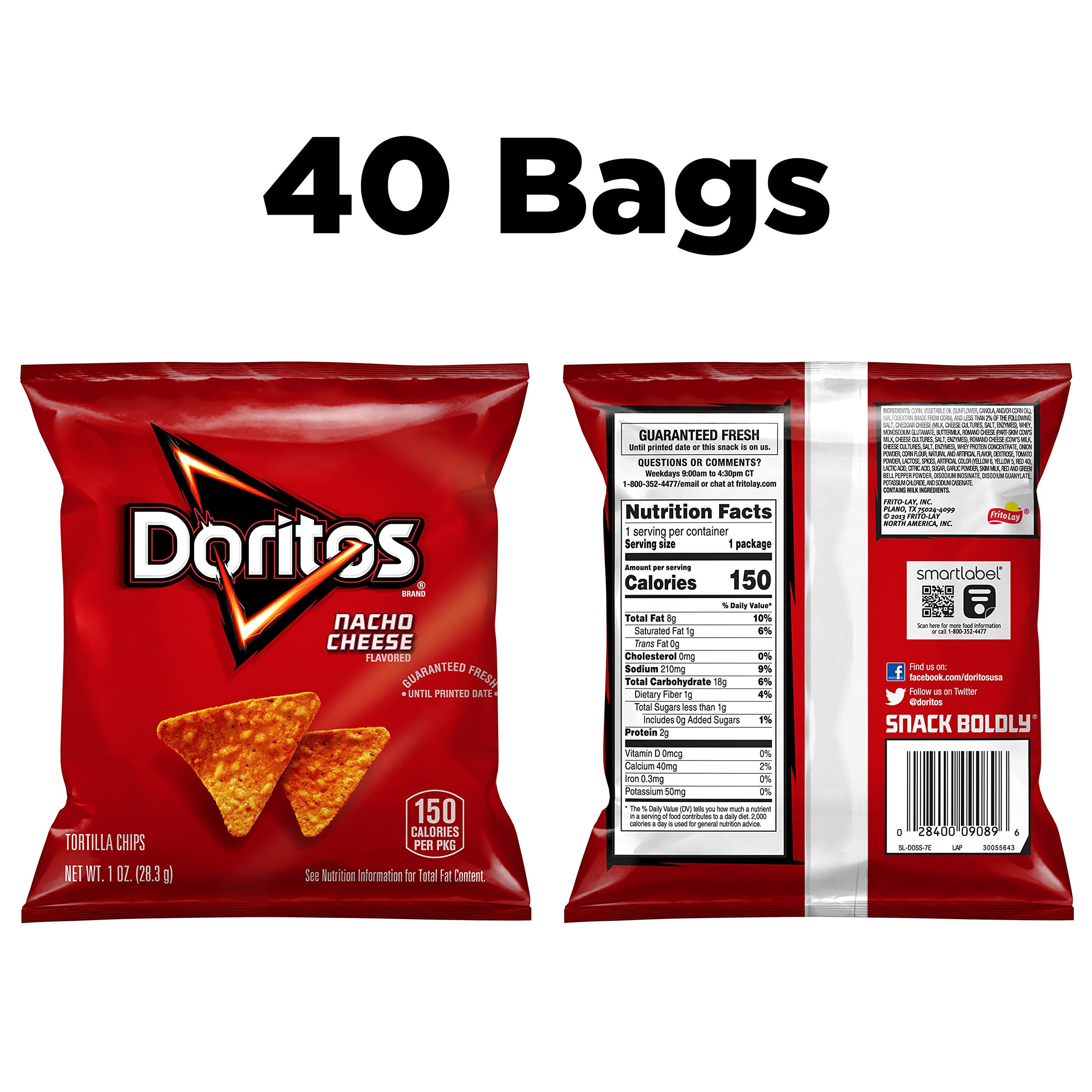 Doritos bolsa abierta con textura crujiente y sabor Nacho Cheese destacando frescura