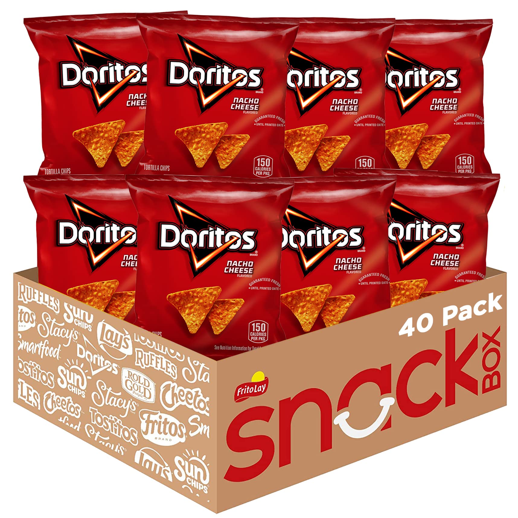 Doritos frente del empaque mostrando diseño y conveniencia para eventos