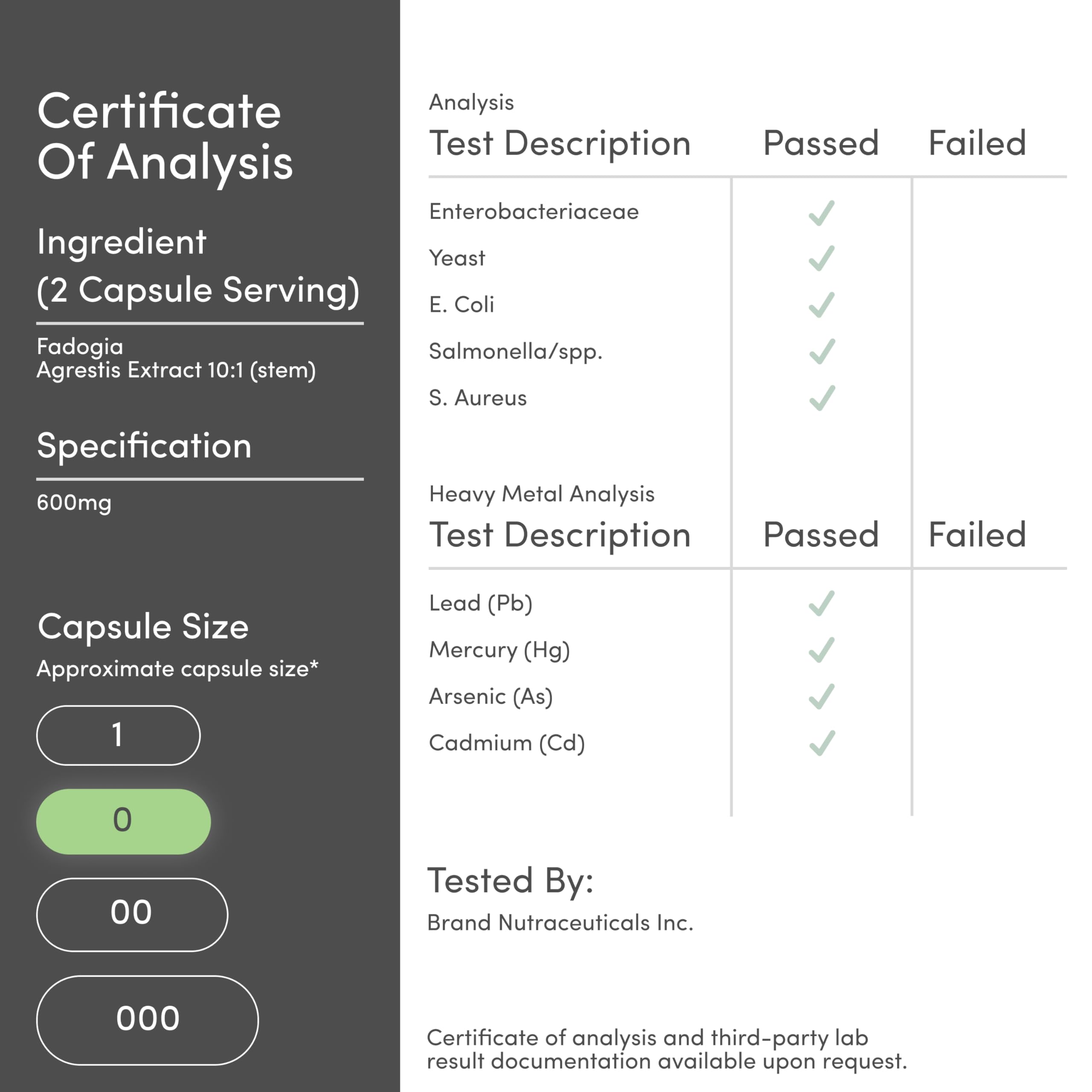 Double Wood etiqueta del producto con información de 600 mg y 180 cápsulas