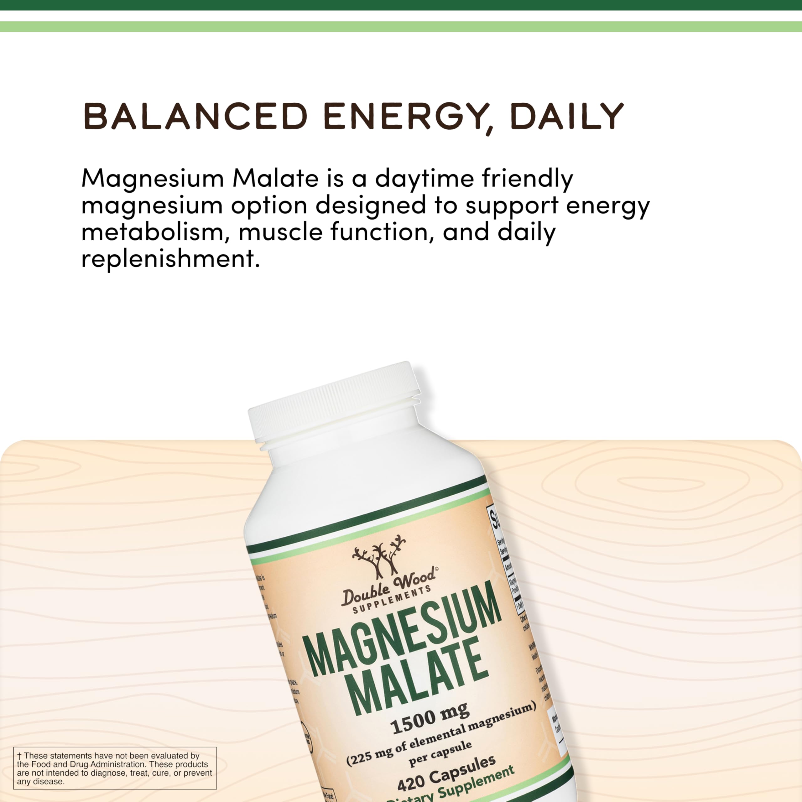 Double Wood Supplements nutrition facts label close-up detailing elemental magnesium amounts