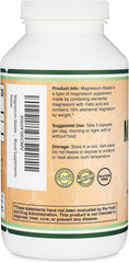 Double Wood Supplements powder texture detail under light highlighting malic acid-magnesiun composition