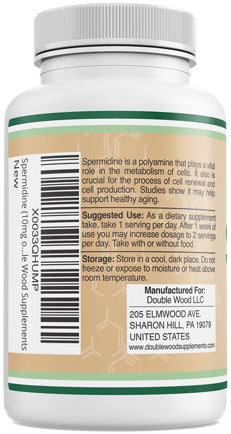 Double Wood etiqueta con panel nutricional para verificar contenido de spermidina