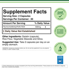 Double Wood TUDCA bottle cap and clear label indicating potency benefit