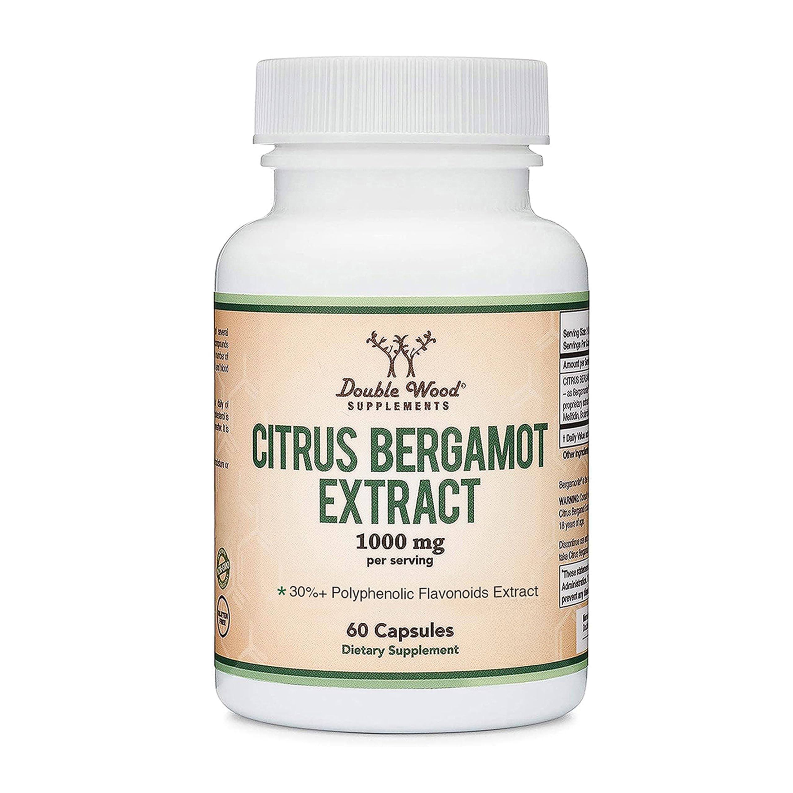 Double Wood frontal del envase de bergamot para identificar producto y dosis
