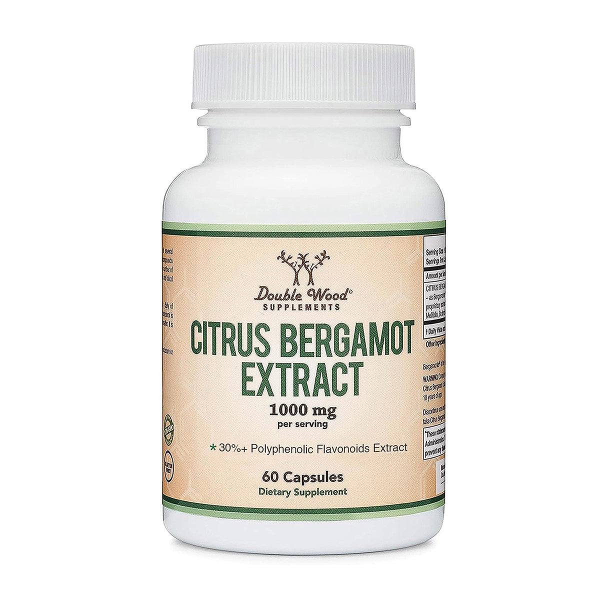 Double Wood frontal del envase de bergamot para identificar producto y dosis
