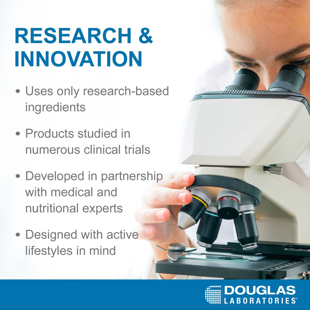 Douglas Laboratories detalle de ingredientes y sello de calidad visible en etiqueta