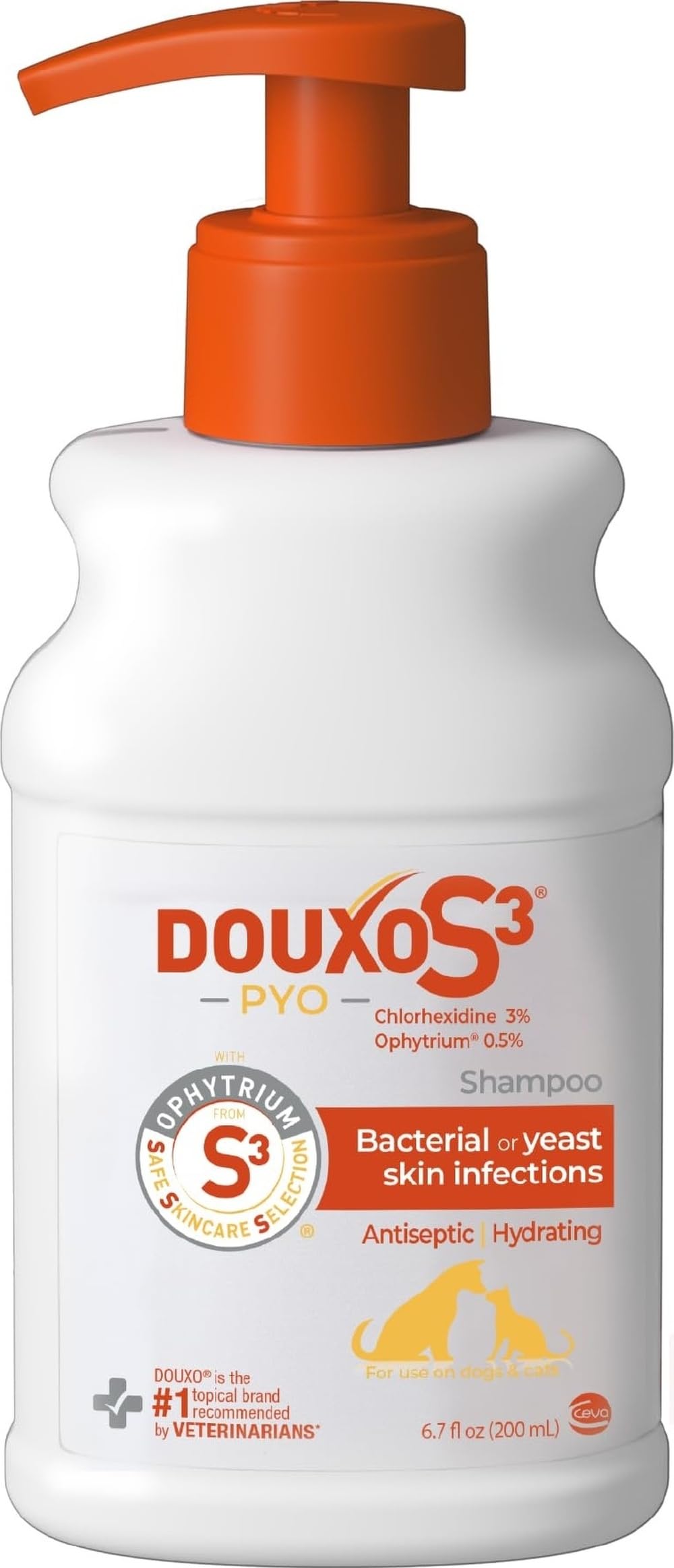 Douxo frasco frontal mostrando etiqueta y claridad para identificación rápida