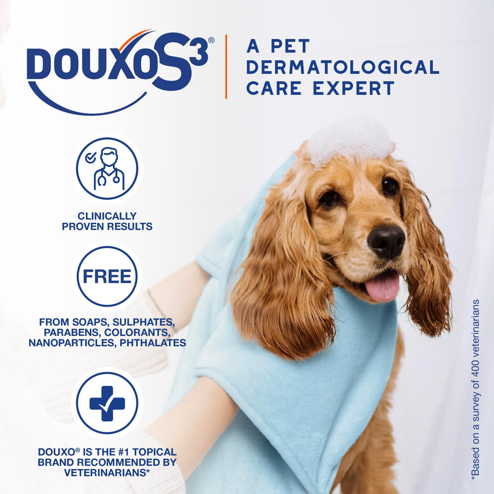Douxo etiqueta con ingredientes destacando clorhexidina y Ophytrium