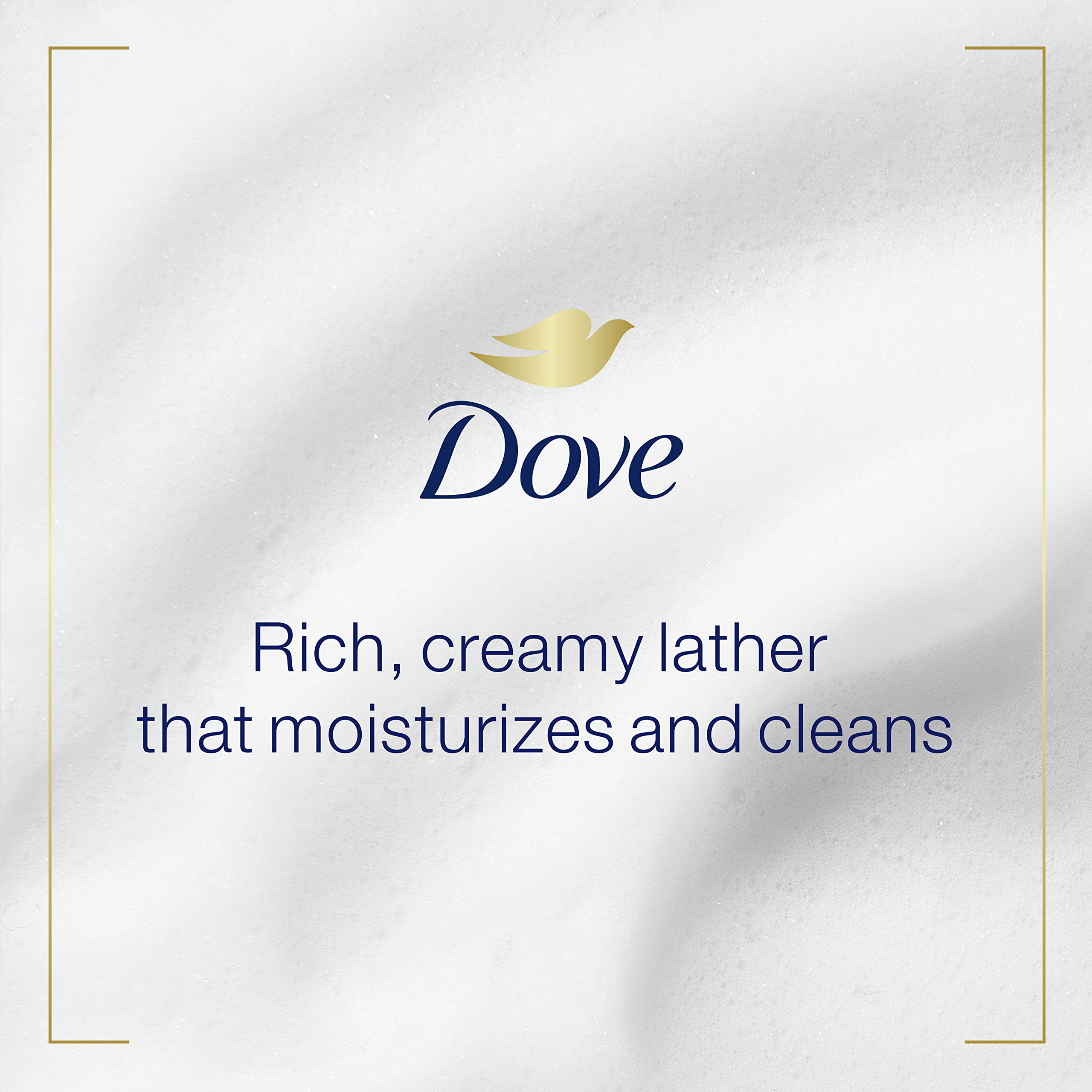 Dove refill bottle label detail showing ingredients and recycled-plastic claim