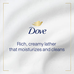 Dove refill bottle label detail showing ingredients and recycled-plastic claim