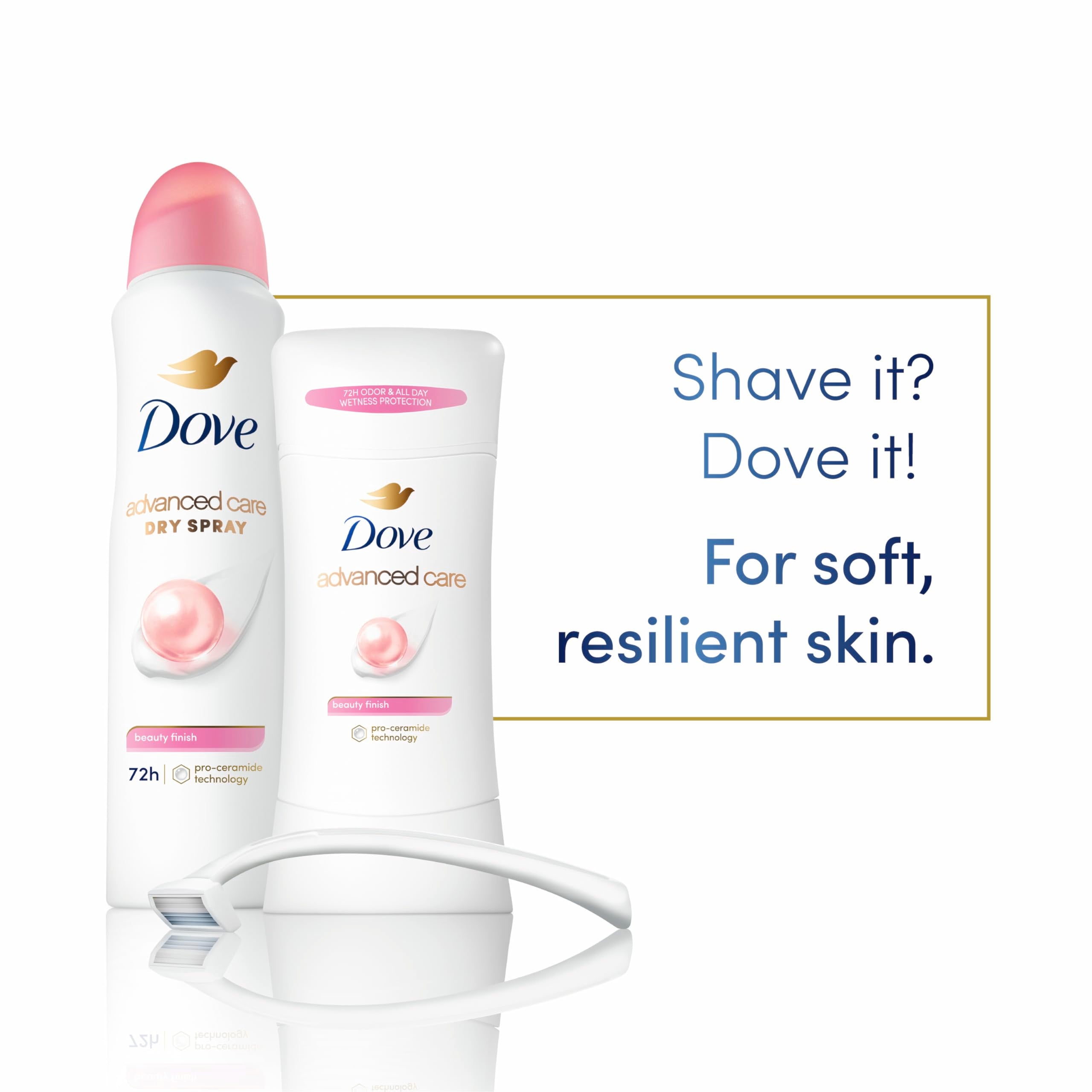 Dove comparación de tamaño 2.6 oz para referencia de escala