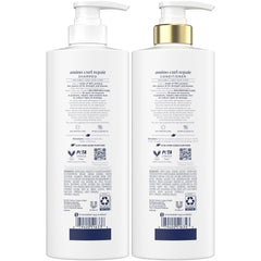 Dove textura cremosa del shampoo que limpia suavemente y fortalece rizos