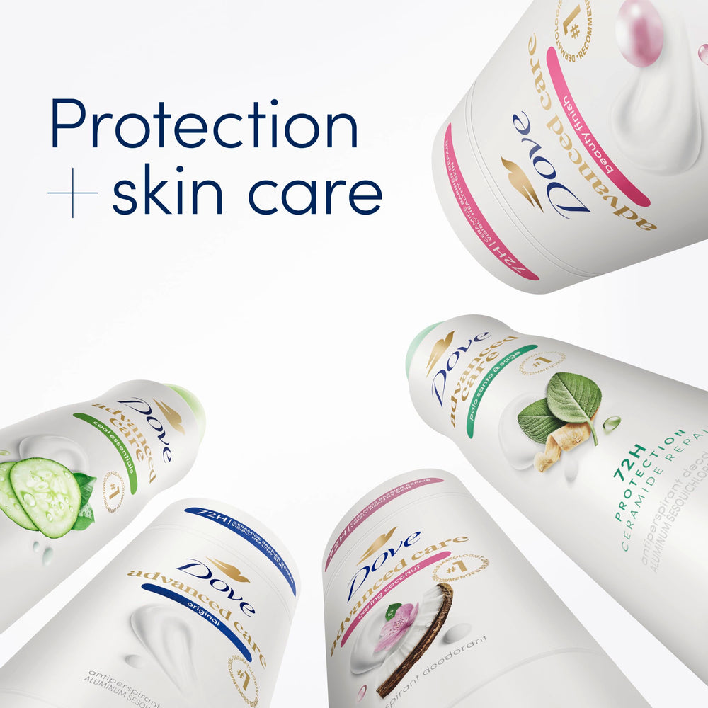 Dove etiqueta con Pro-Ceramide Technology subrayando cuidado de la barrera