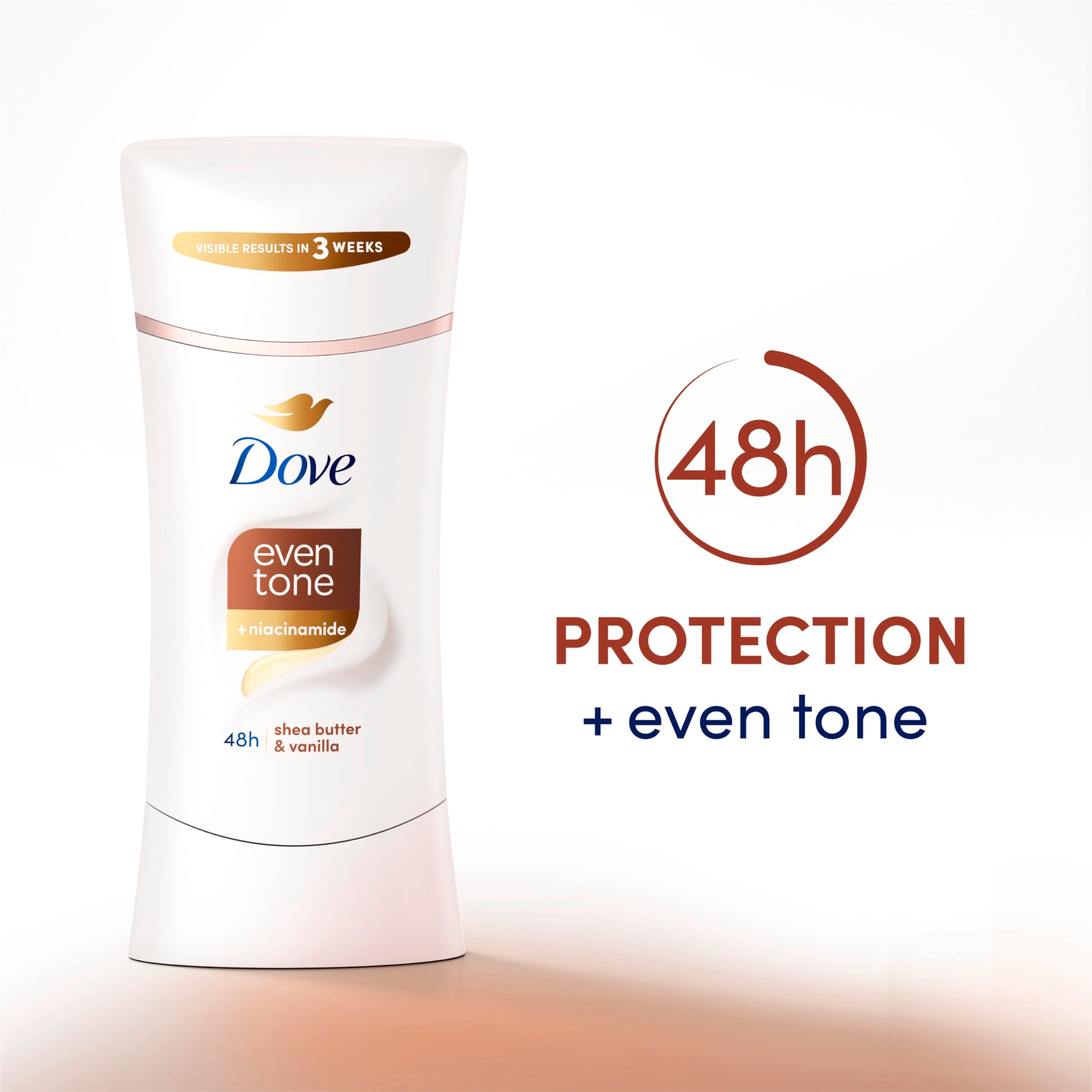 Dove Even Tone aplicado en axila demostrando protección y acabado sin residuos
