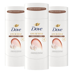 Dove Even Tone frontal del paquete mostrando las tres barras y beneficio hidratante