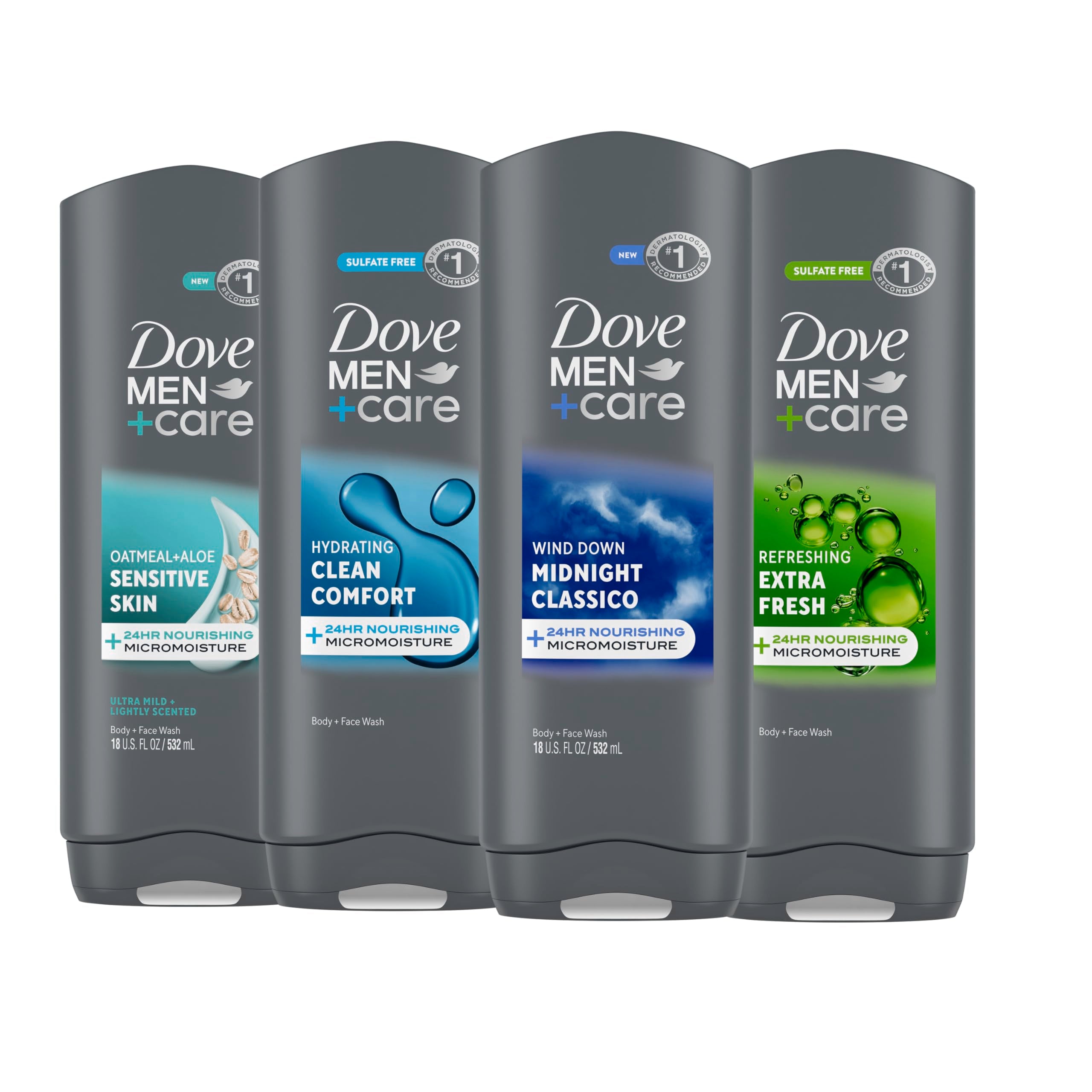 DOVE MEN + CARE envase frontal mostrando diseño y beneficio hidratante