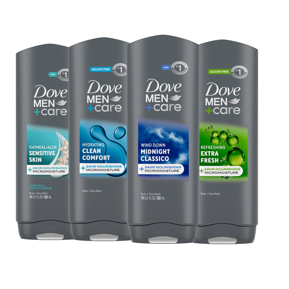 DOVE MEN + CARE envase frontal mostrando diseño y beneficio hidratante