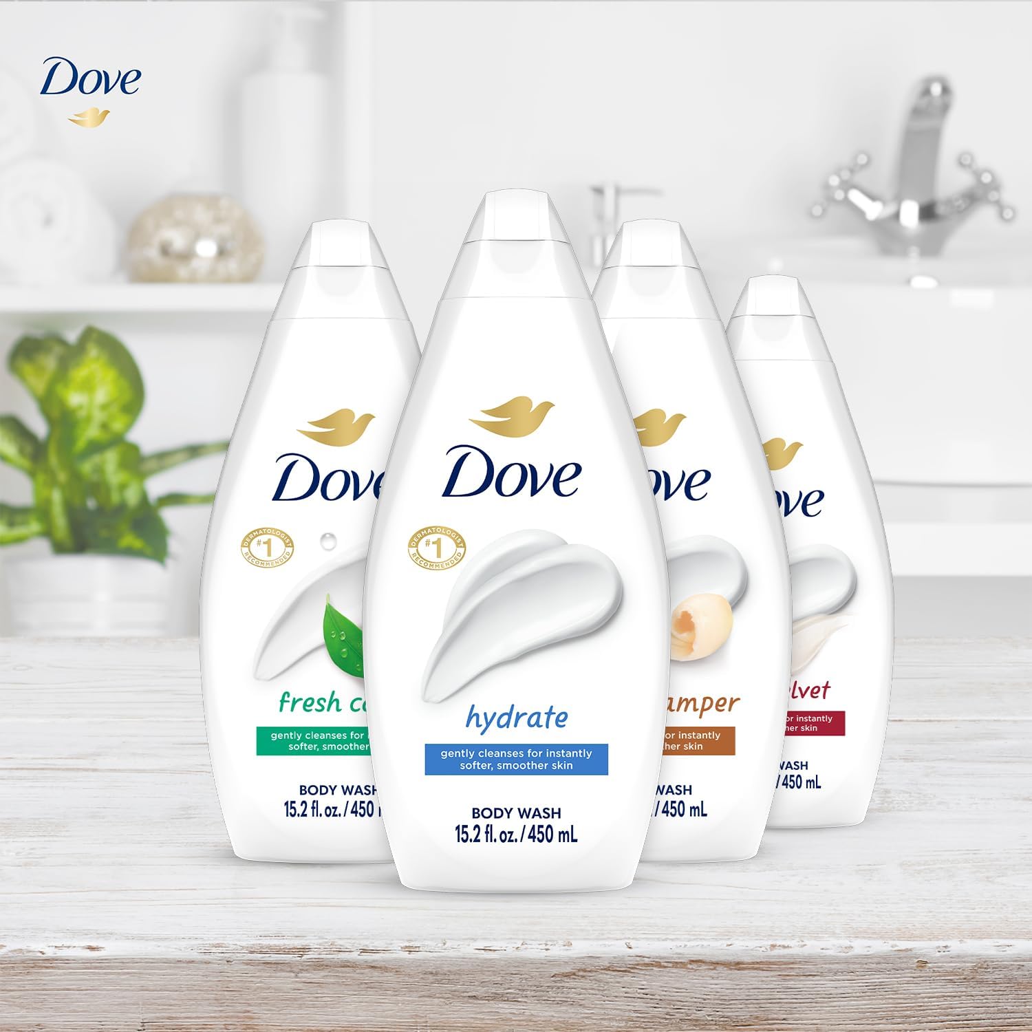 Dove Silky Velvet manos aplicando gel para acabado sedoso y piel más suave