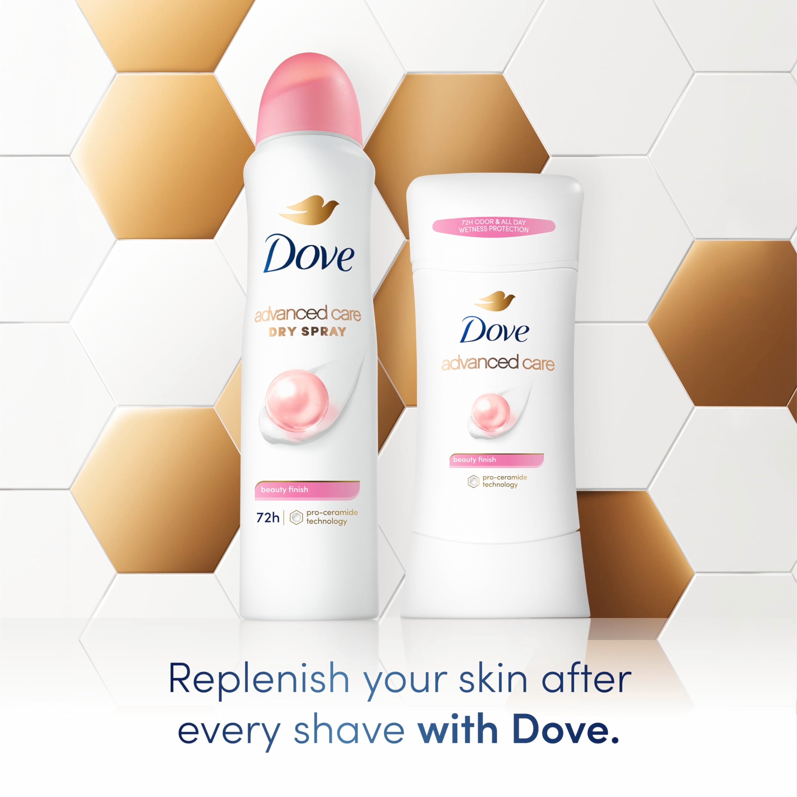 Dove barra junto a freesia resaltando fragancia floral fresca