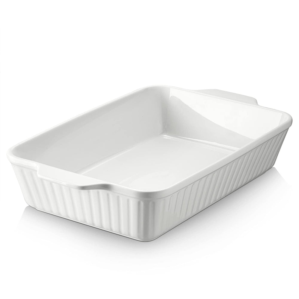 DOWAN front view of soft white ceramic dish showing classic design and serving-ready look