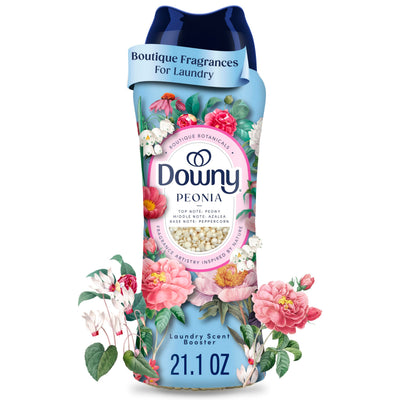 Downy envase frontal Peonía mostrando diseño y tamaño, transmite calidad