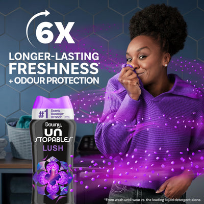 Detalle de las perlas Downy Unstopables Lush para ver textura y concentración de fragancia