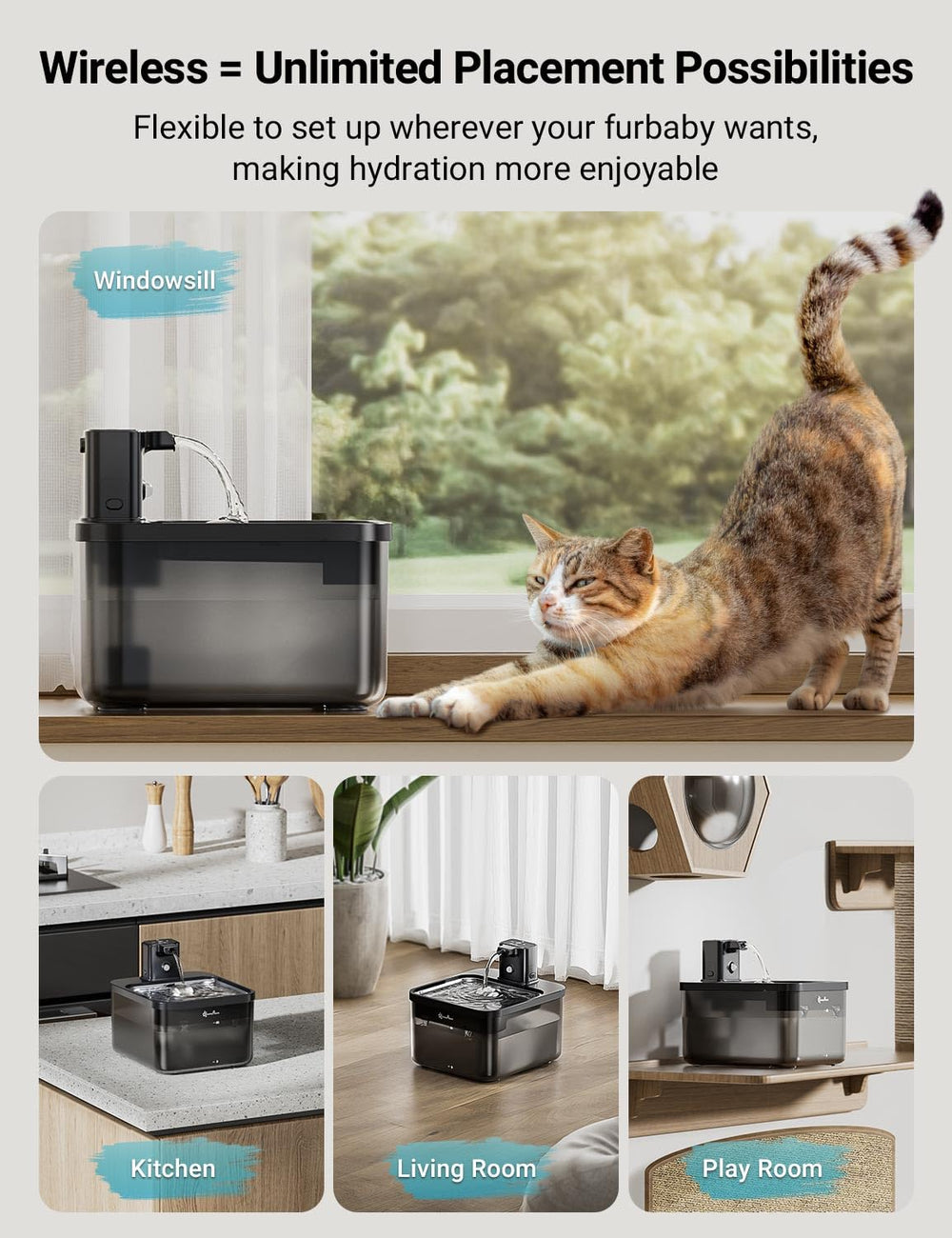 DownyPaws detalle del surtidor de acero inoxidable que atrae a las mascotas a beber