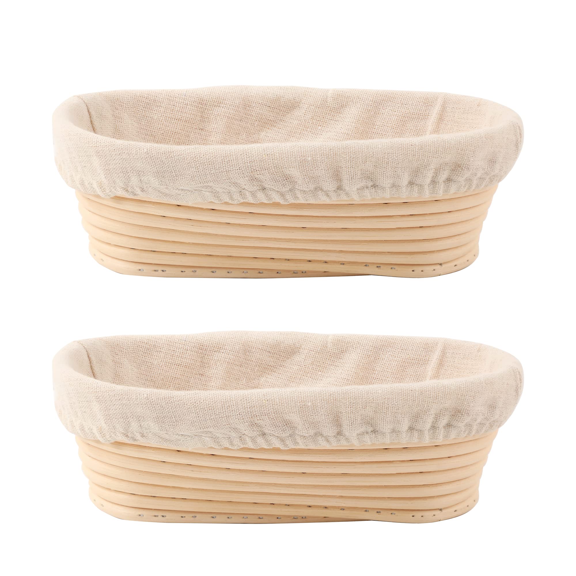 DOYOLLA front view of two oval proofing baskets showing size and design benefit