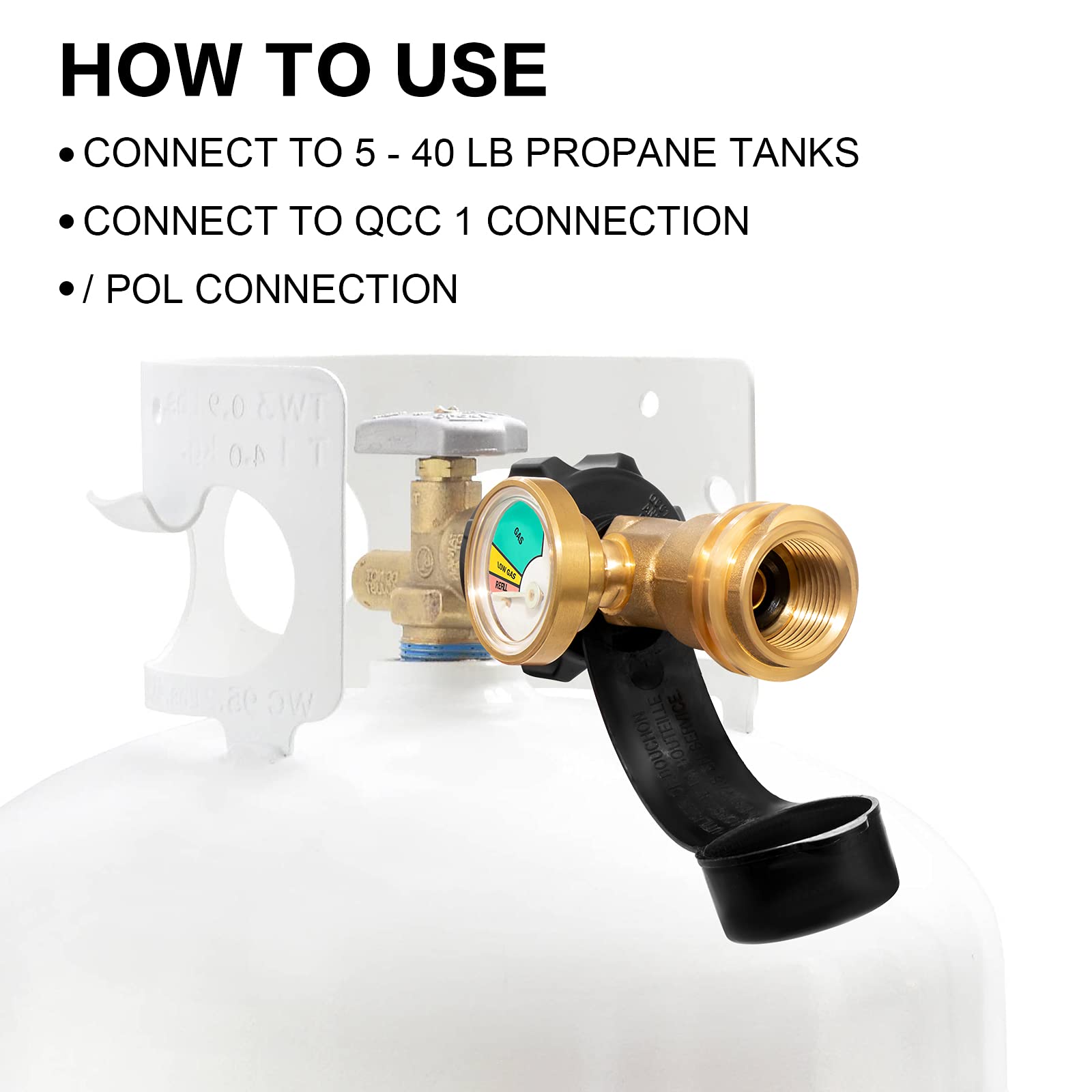 DOZYANT gauge next to hand to show size and easy hand-tighten grip for tool-free installation