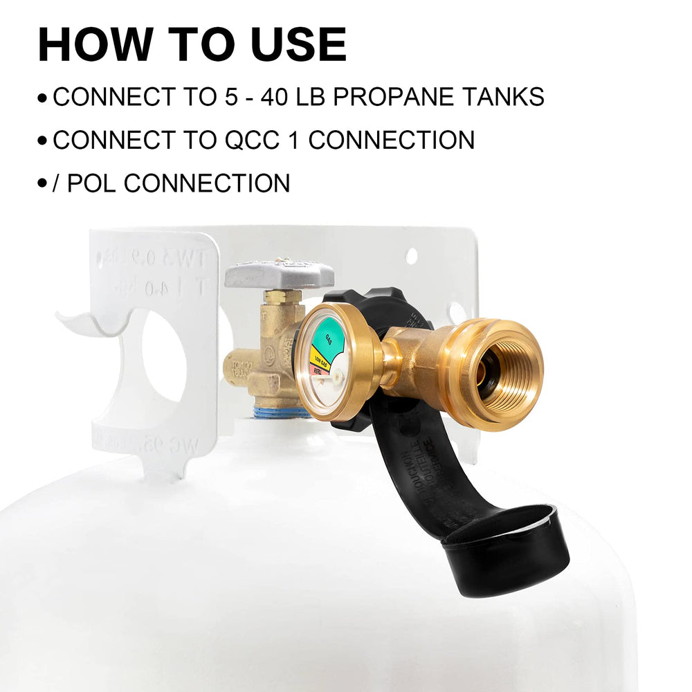 DOZYANT gauge next to hand to show size and easy hand-tighten grip for tool-free installation