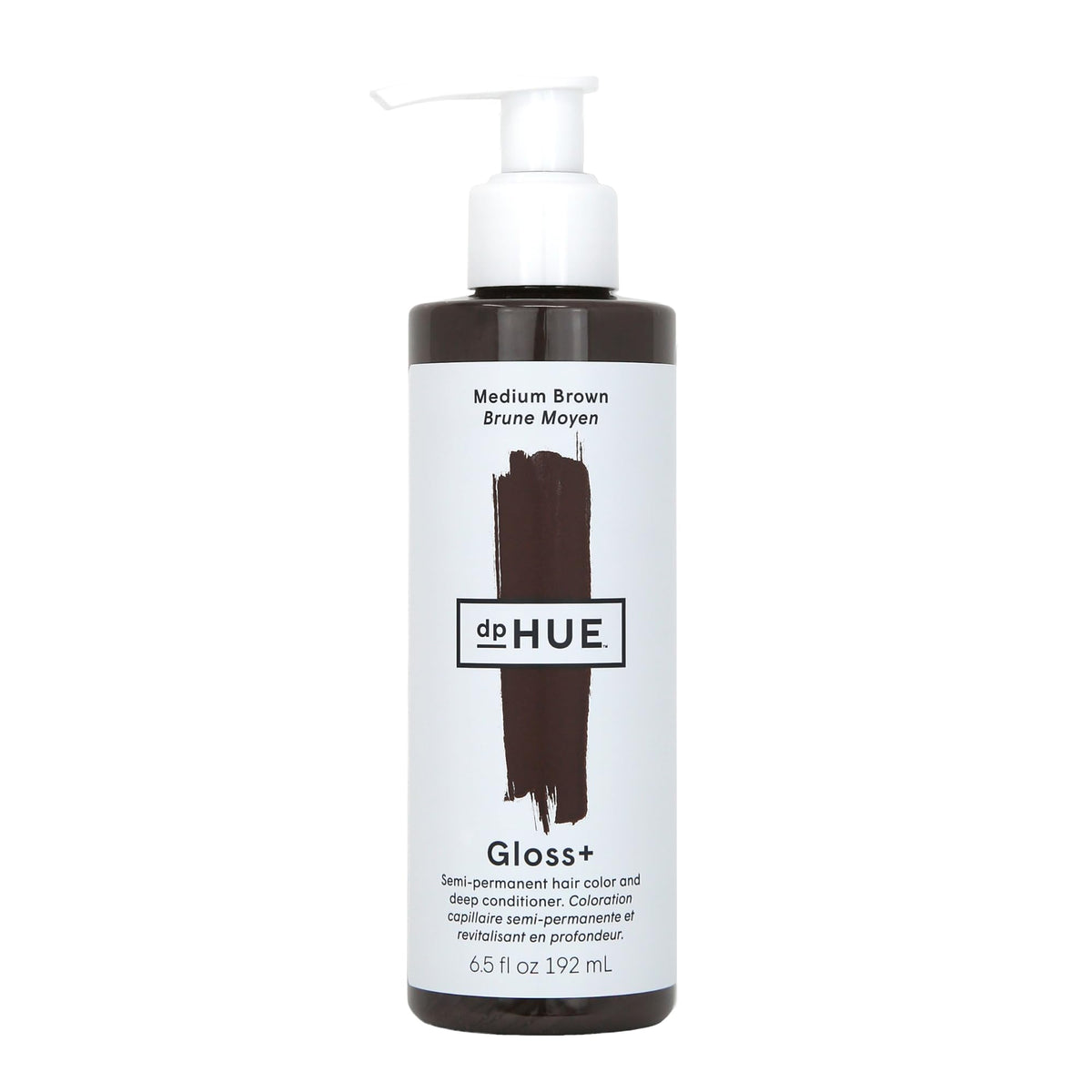dpHUE front packaging showing product and warm medium brown shade benefits