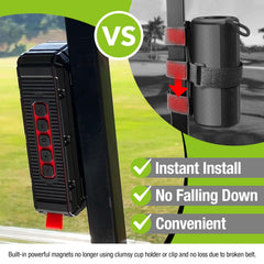 Dprofy attached to golf cart frame with magnets, secure mounting benefit