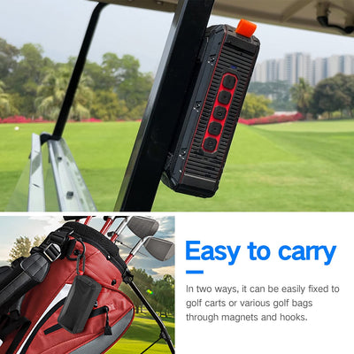 Two Dprofy speakers paired in TWS mode on course, expanded stereo coverage benefit
