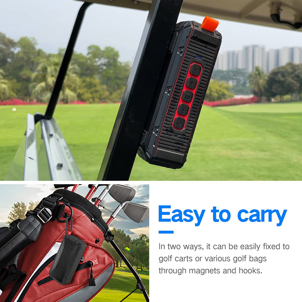Two Dprofy speakers paired in TWS mode on course, expanded stereo coverage benefit