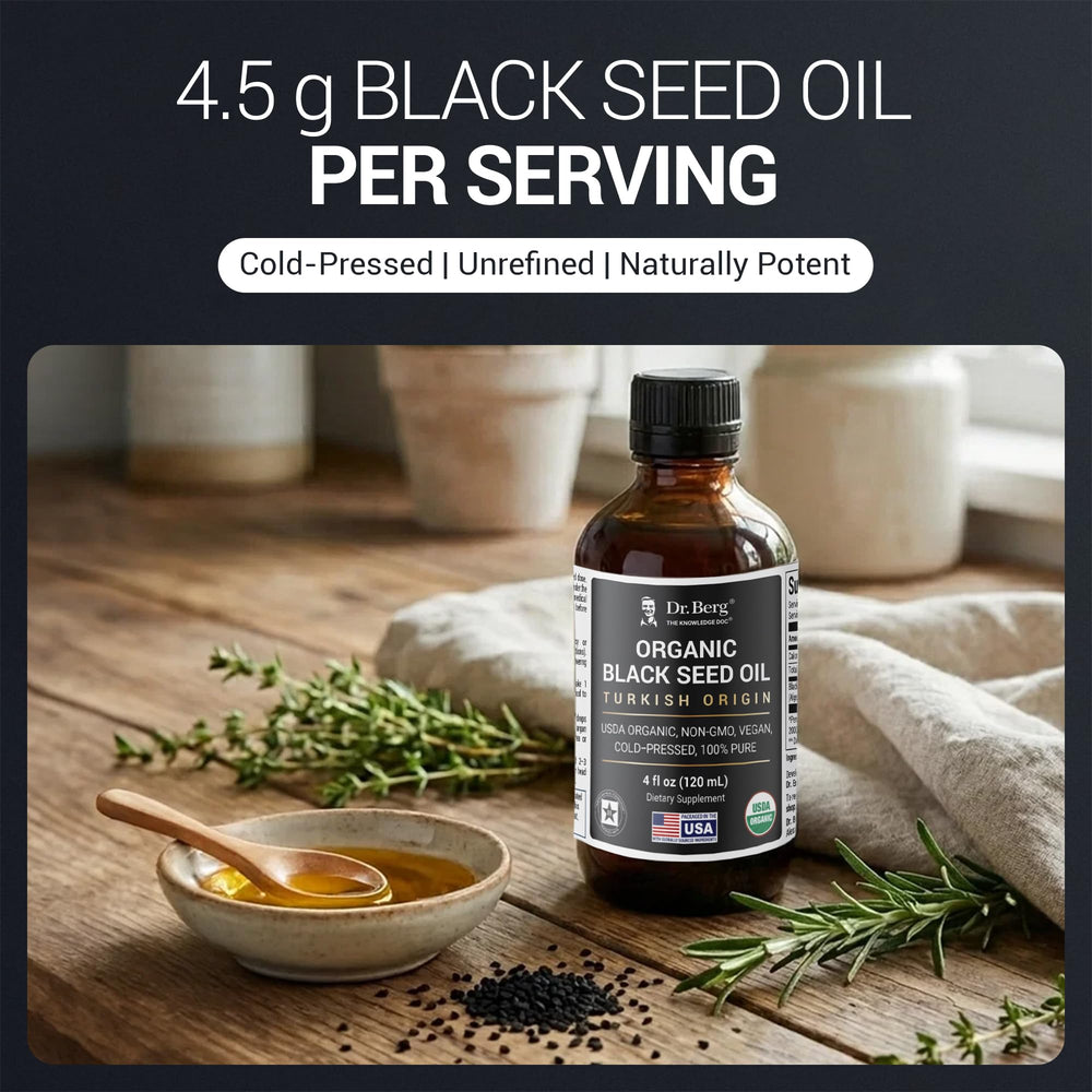 Dr. Berg semillas Nigella sativa de Turquía indicando origen premium