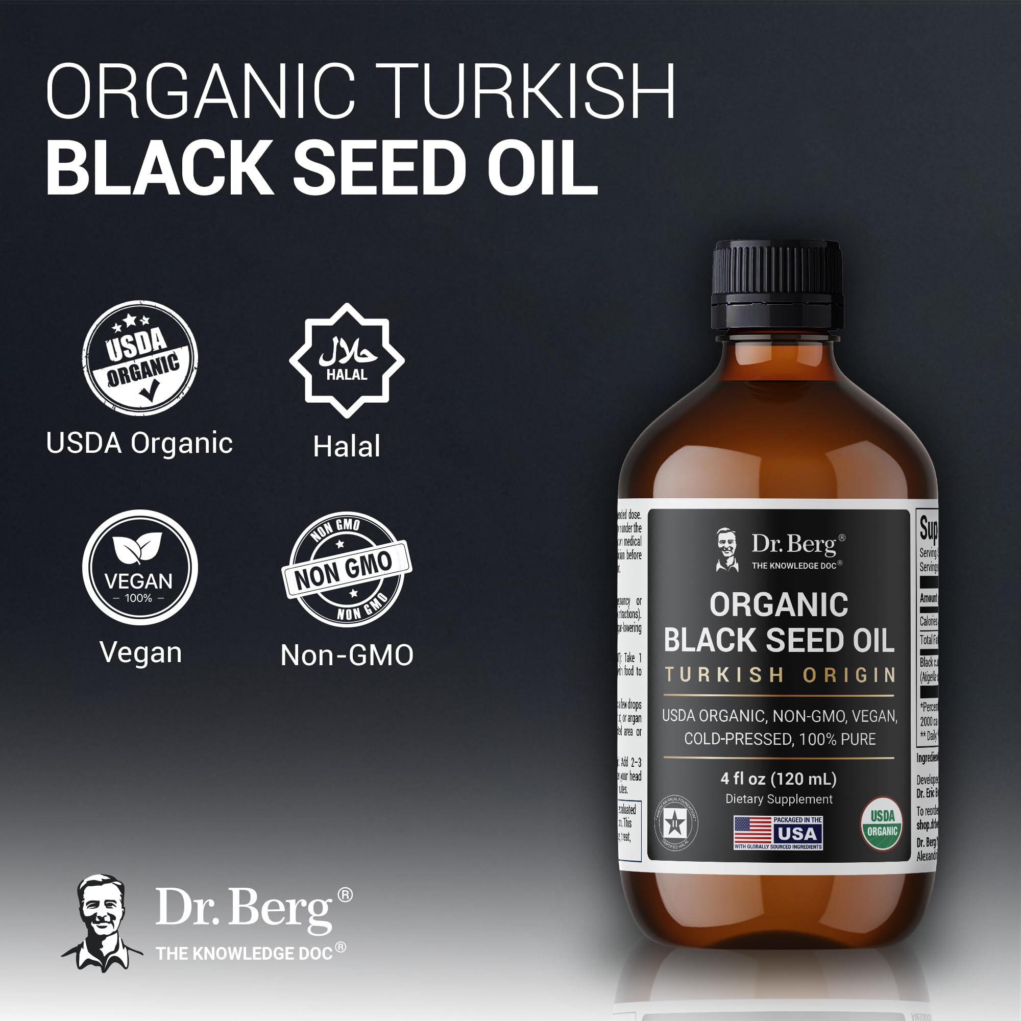 Dr. Berg aceite textura en gotero mostrando fluidez y pureza del producto