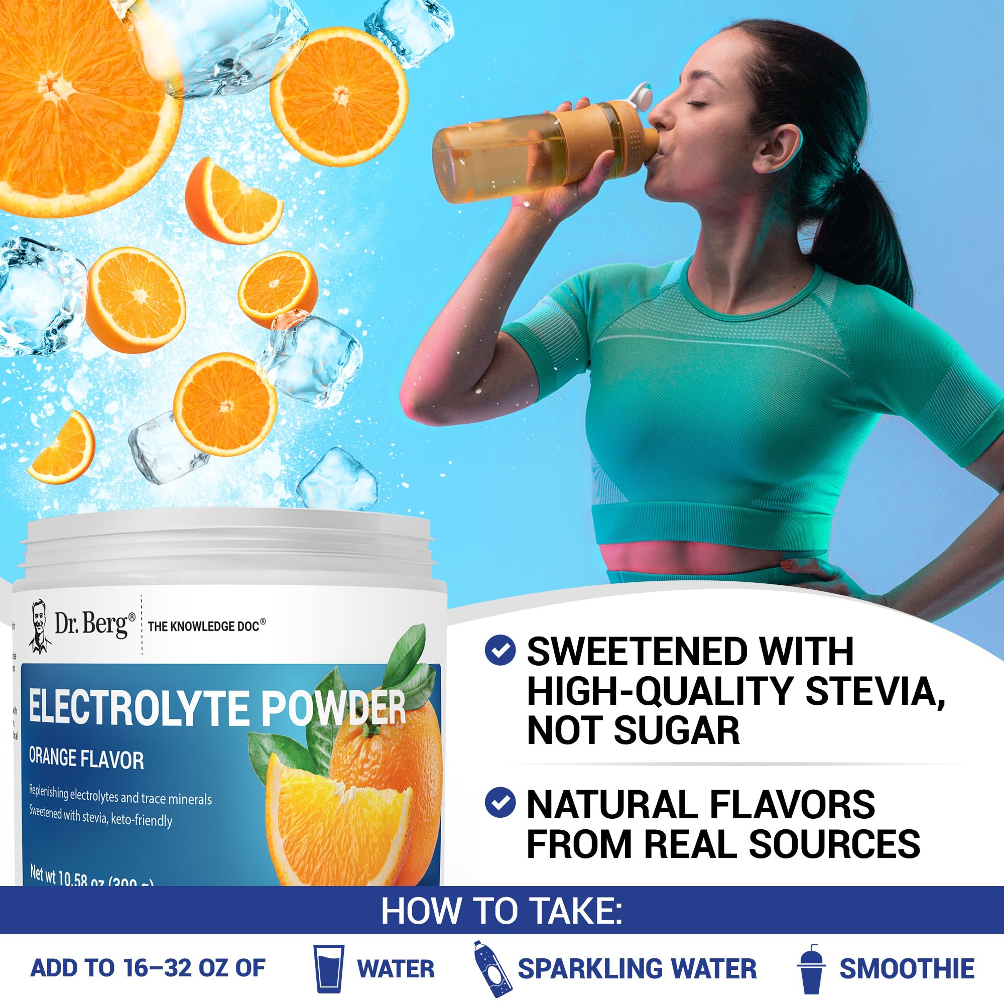 Dr. Berg etiqueta nutricional detallada mostrando electrolitos clave
