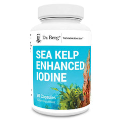 Dr. Berg frasco frontal de Sea Kelp Enhanced Iodine mostrando el envase y la marca