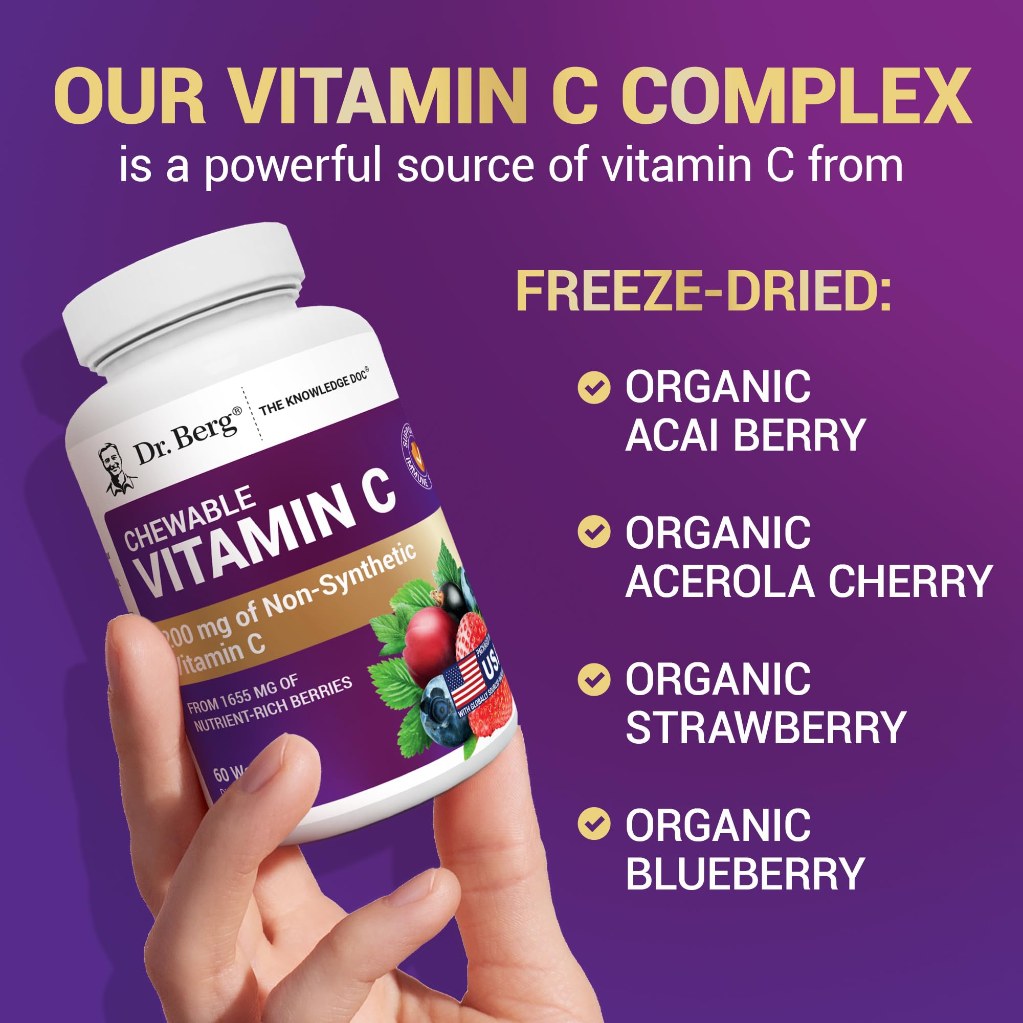 Dr. Berg acerola y açaí orgánicos, fuente natural de vitamina C