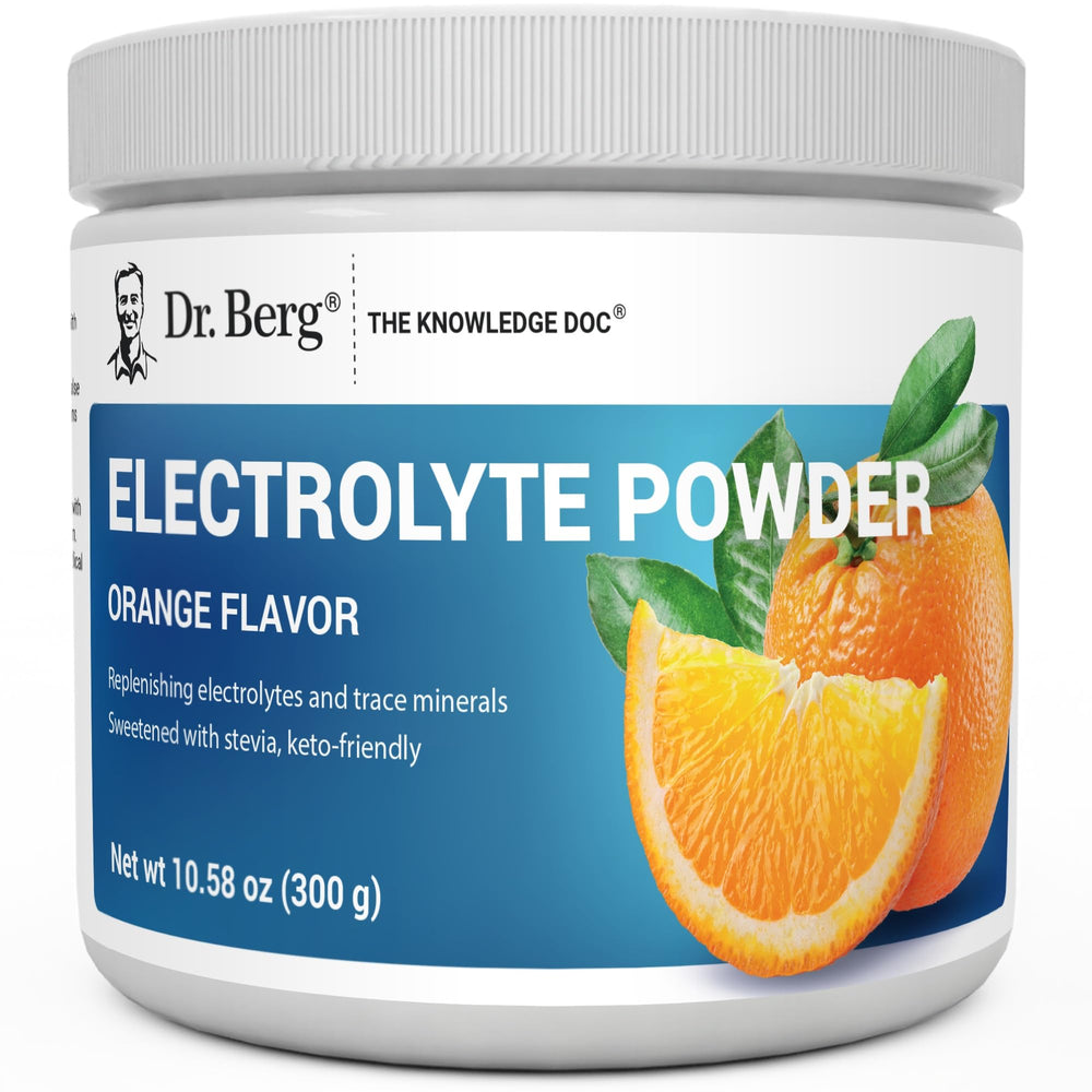 Dr. Berg envase frontal naranja mostrando 50 servicios y beneficios