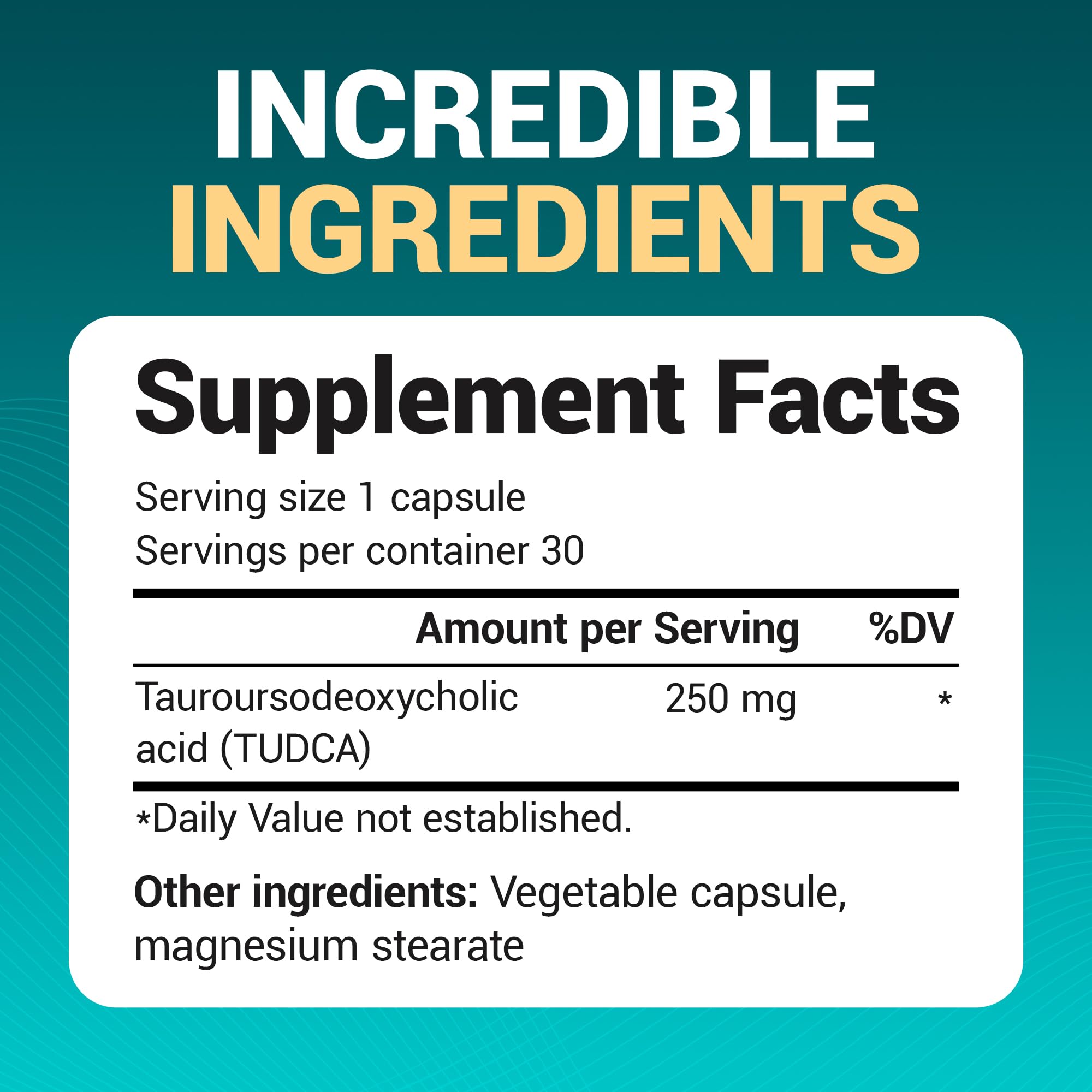 Dr. Berg etiqueta nutricional legible con concentración de 250 mg
