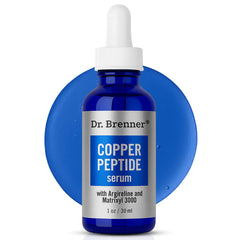 dr. brenner front packaging of copper peptide serum shows clean bottle and benefit